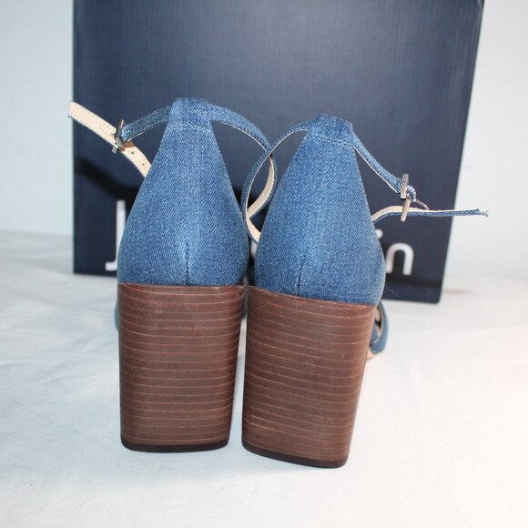 NWB J.Mclaughlin Denim Chunk Heel Sandals Shauna Heeled 9.5 - Picture 3 of 5